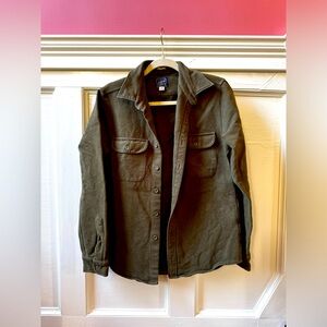 J. Crew men’s chamois cloth army green shacket button down shirt